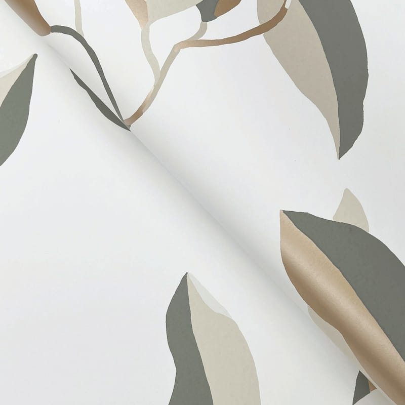 York Wallcoverings Brushwork Branches Neutral and Gold Wallpaper