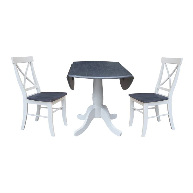 42" Round Top Dual Drop Leaf Pedestal Table with Dining Chairs