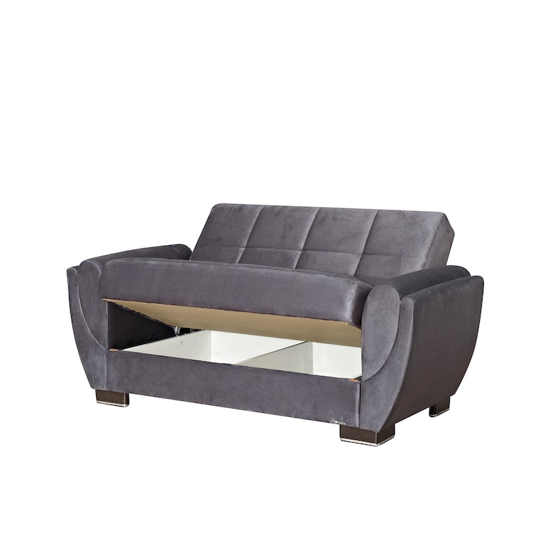 Collection Upholstered Convertible Loveseat With Storage - Grey