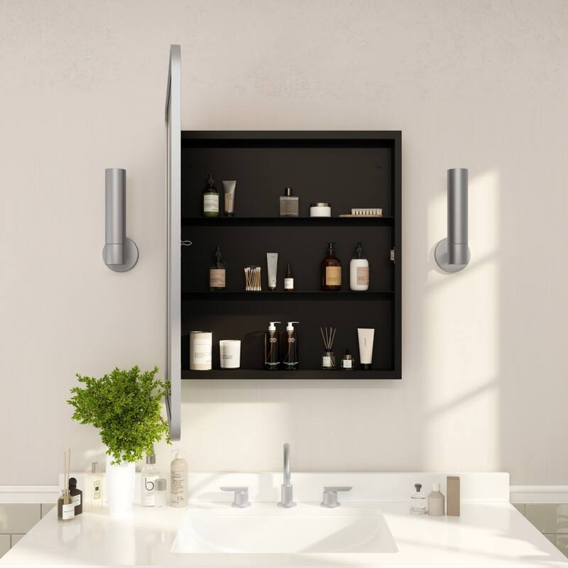 Recessed Bathroom Medicine Cabinet with Beveled Mirror - 24"W x 4"D x 29.75"H