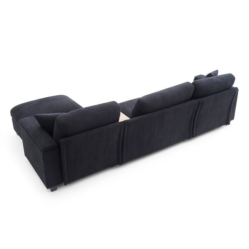 120.3" L-Shaped Sectional Sofa with Wide Seats, USB Charging, Foldable 360掳 Tray, Cup Holders, Storage Ottoman & Armrest
