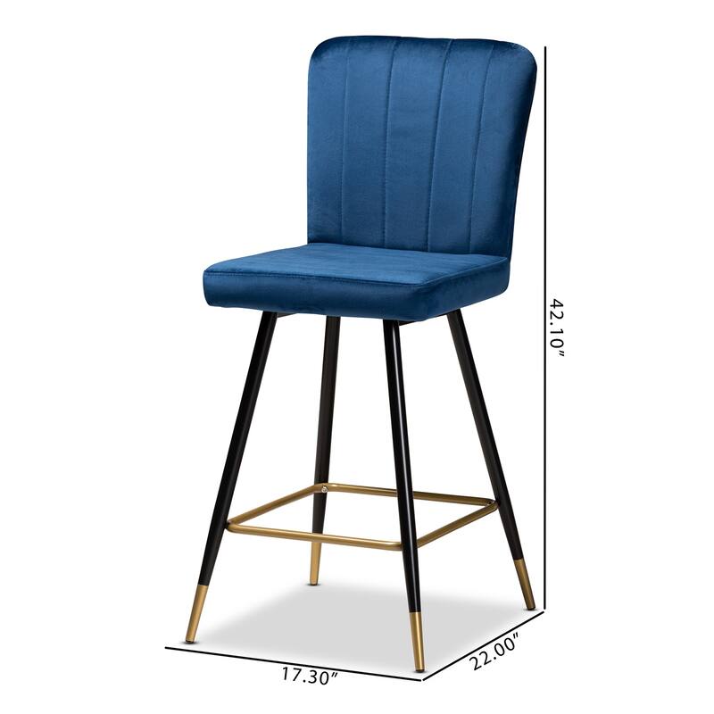 Preston Modern Luxe and Glam Velvet Upholstered Bar Stool (Set of 2)