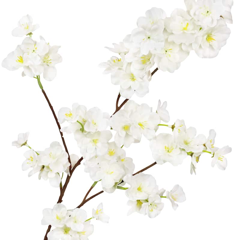 Set of 6 Cream White Artificial Cherry Blossom Flower Stem Spray 34in - 34" L x 8" W x 3" DP