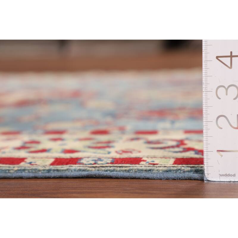 Light Blue Traditional Kazak Oriental Rug Hand-Knotted Wool Carpet - 4'9" x 6'10"
