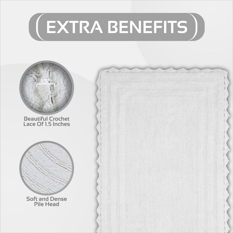 Better Trends Bath Rugs Set 100% Cotton Soft & Water Absorbent Tufted Bathroom Rug for Shower, Sink Bath Mats Lilly Crochet