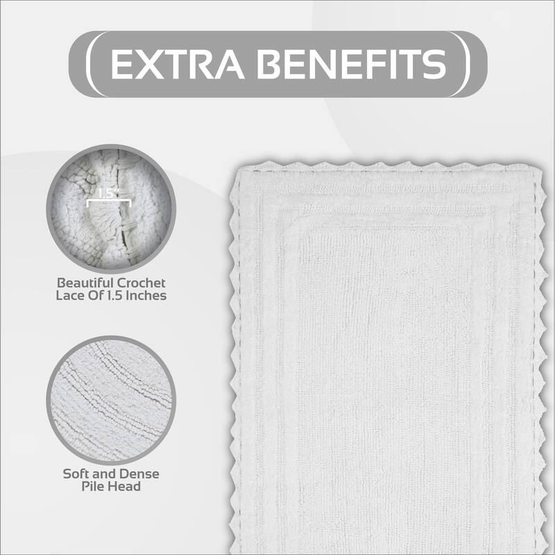 Better Trends Bath Rugs Set 100% Cotton Soft & Water Absorbent Tufted Bathroom Rug for Shower, Sink Bath Mats Lilly Crochet