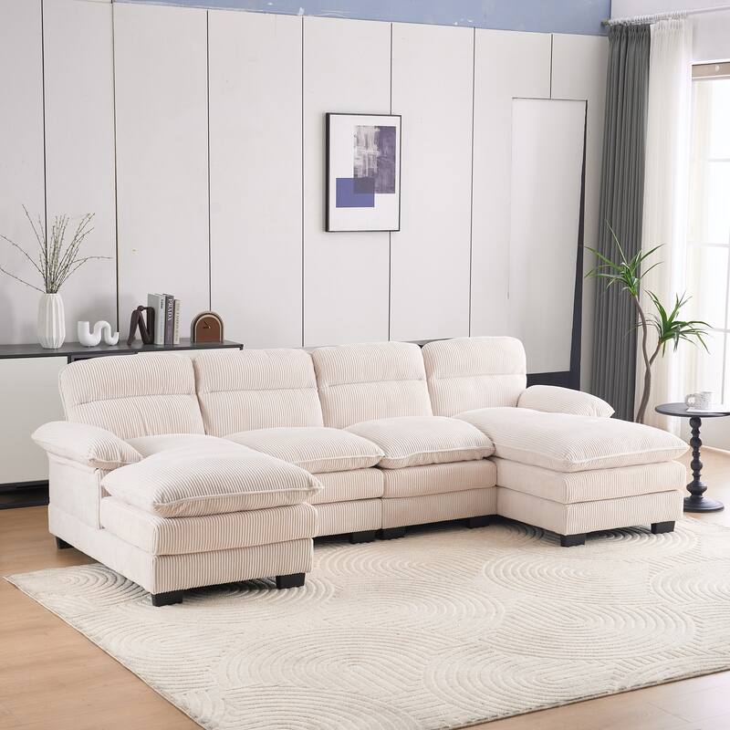 111.8" U-shaped profile sofa, including two single seats and two chaise