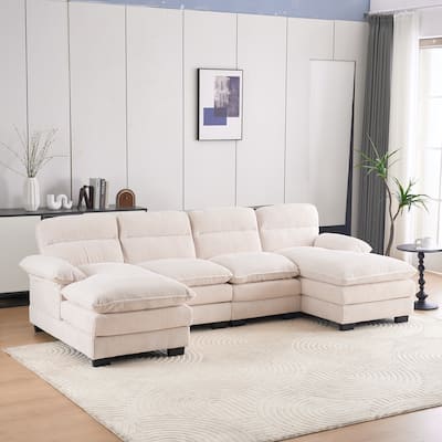 111.8" U-shaped profile sofa, including two single seats and two chaise