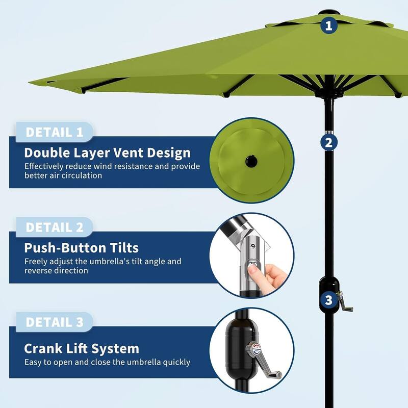 10 FT Outdoor Table Patio Umbrella, Waterproof UV Protection for Garden, Backyard, Poolside