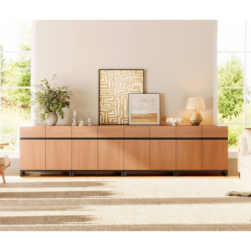 WAMPAT 4 in 1 Multifunctional Sideboard Buffet Cabinets, Modern Sideboard with Adjustable Shelves, Accent Storage Cabinet Table