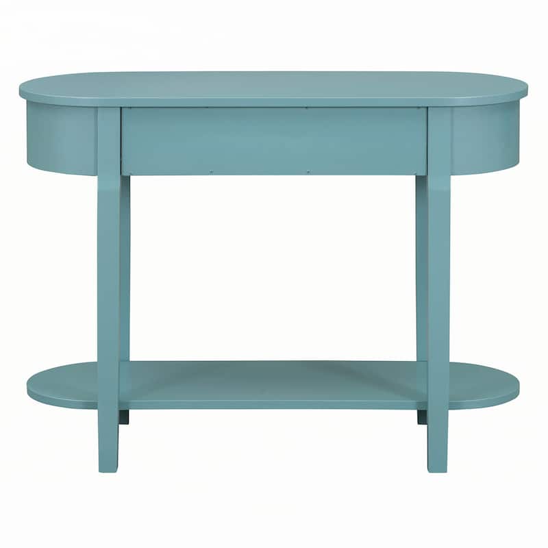 Retro Console Table with Curved Design,Turquoise Green