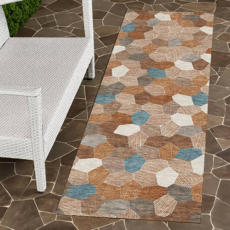 Machine Washable Indoor/ Outdoor Modern Loyd Chantille Rug - Paprika - 2'3" x 7'6"