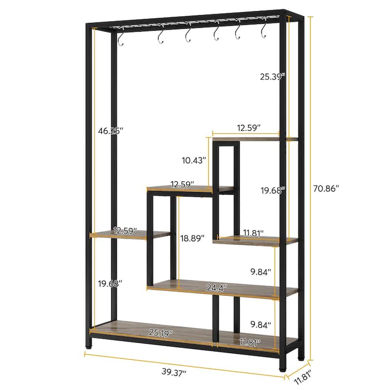 5-Tier Tall Indoor Plant Stand, Large Plant Shelf with 10PC S Hanging Hooks
