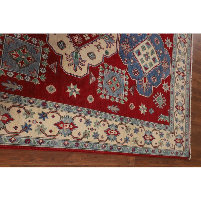 Oriental / Geometric Kazak Area Rug Handmade Wool Carpet - 5'6" x 8'2"