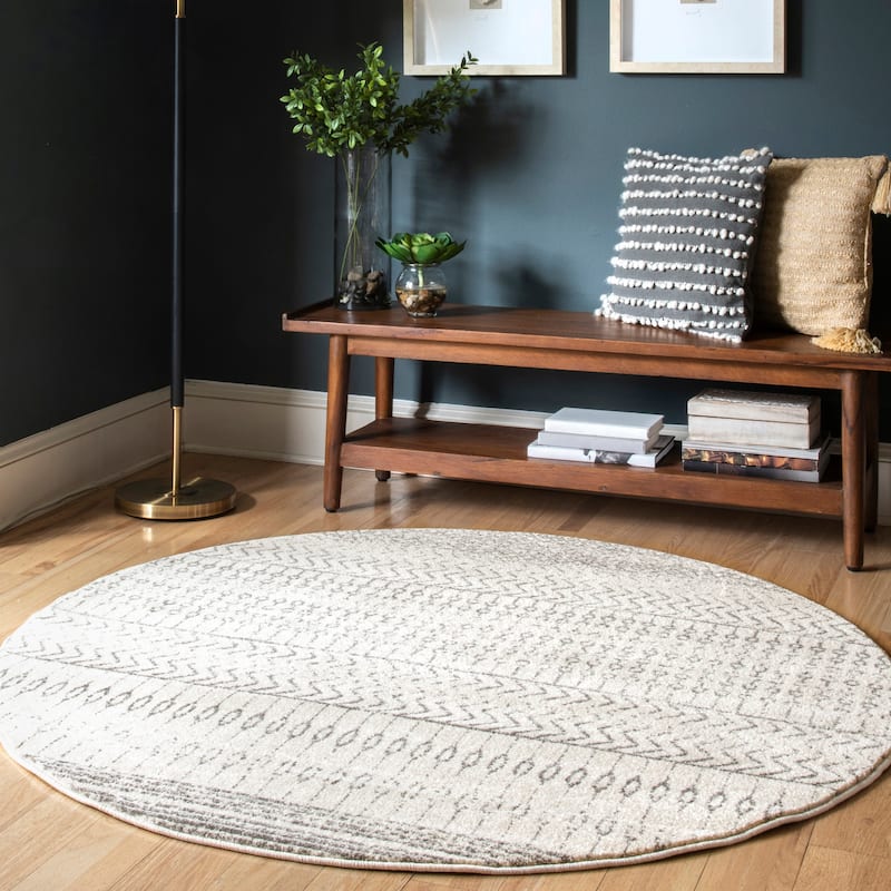 Nuloom Eliana Contemporary Striped Area Rug - 5' Round - Grey