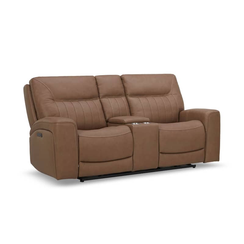 Liberty Furniture Bennett Power Recline Loveseat with Console Brown Leather - Width 80" x Depth 39" x Height 41"