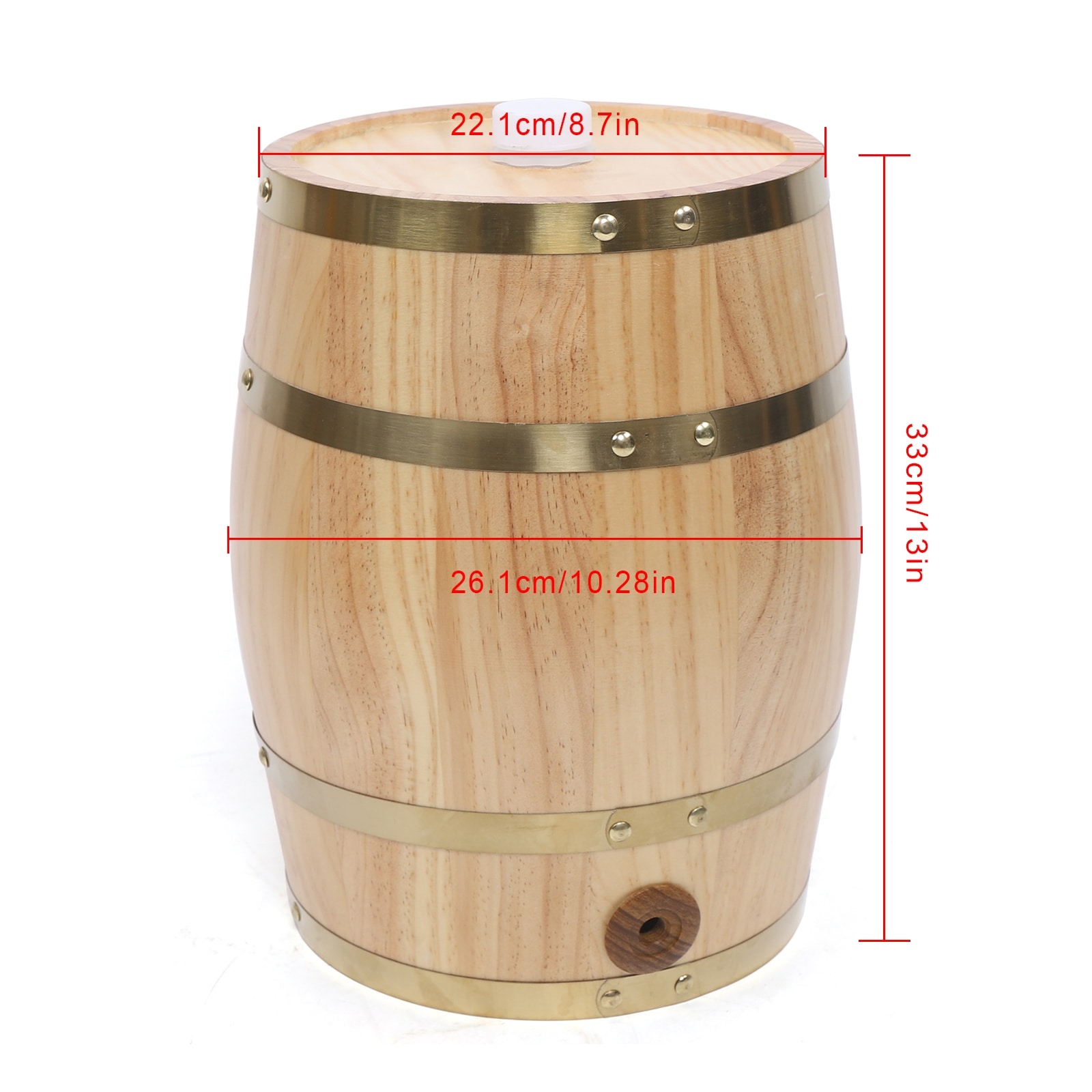 5L/10L Vintage Wood Pine Timber Wine Barrel Brandy Dispenser - Bed