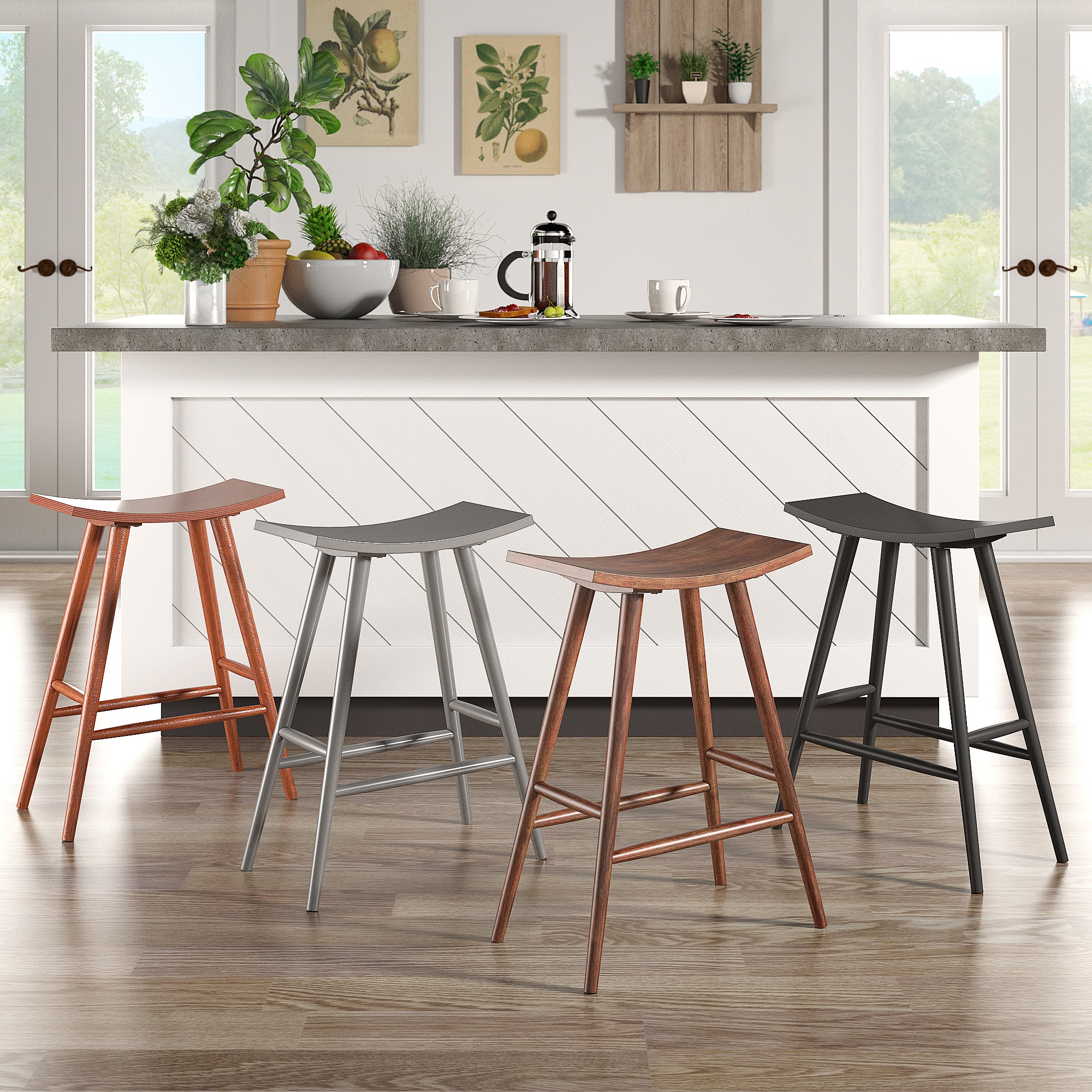 Pinehurst Solid Wood 24 Counter Stool Set of 2 by iNSPIRE Q Modern