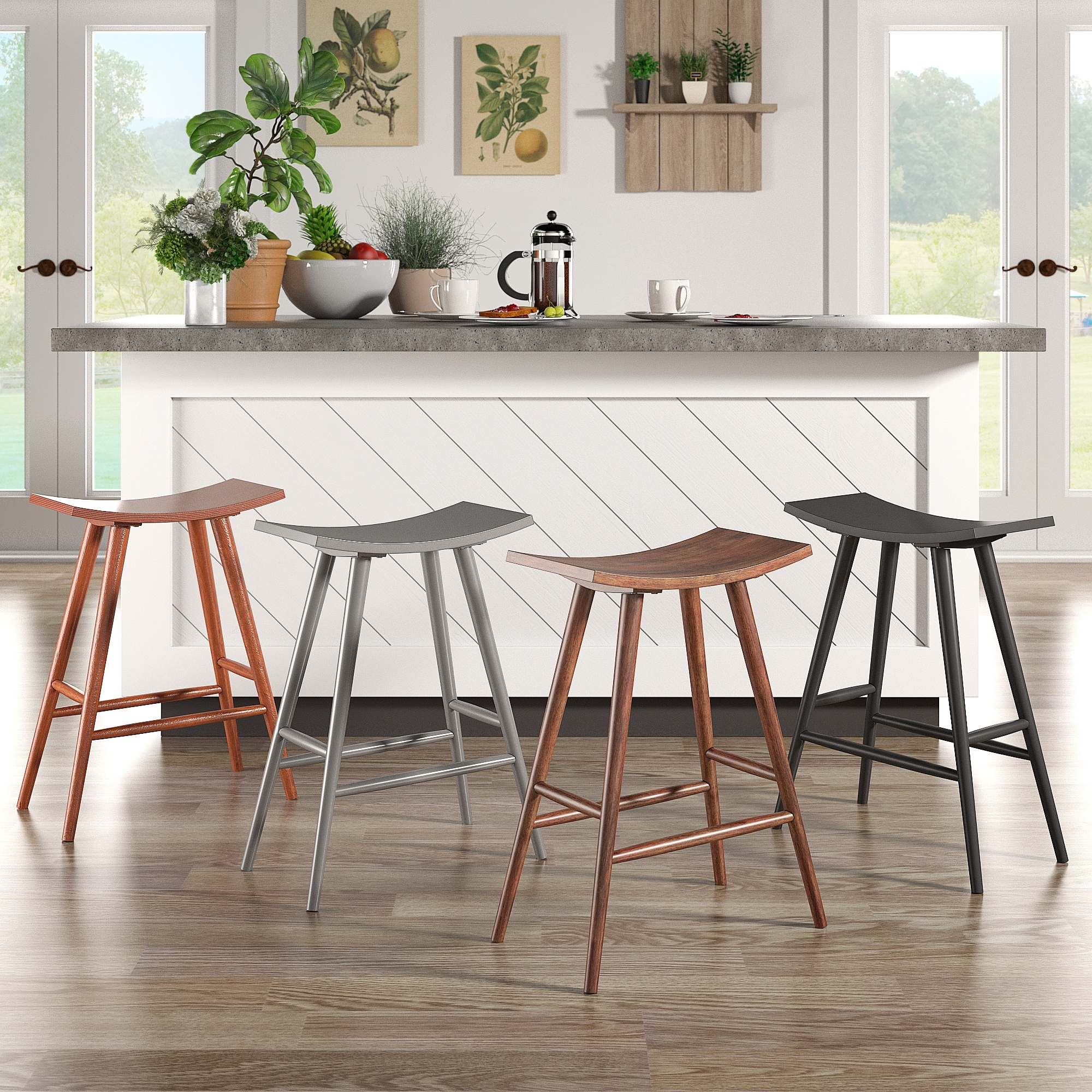 Pinehurst Solid Wood 24" Counter Stool (Set of 2) by iNSPIRE Q Modern