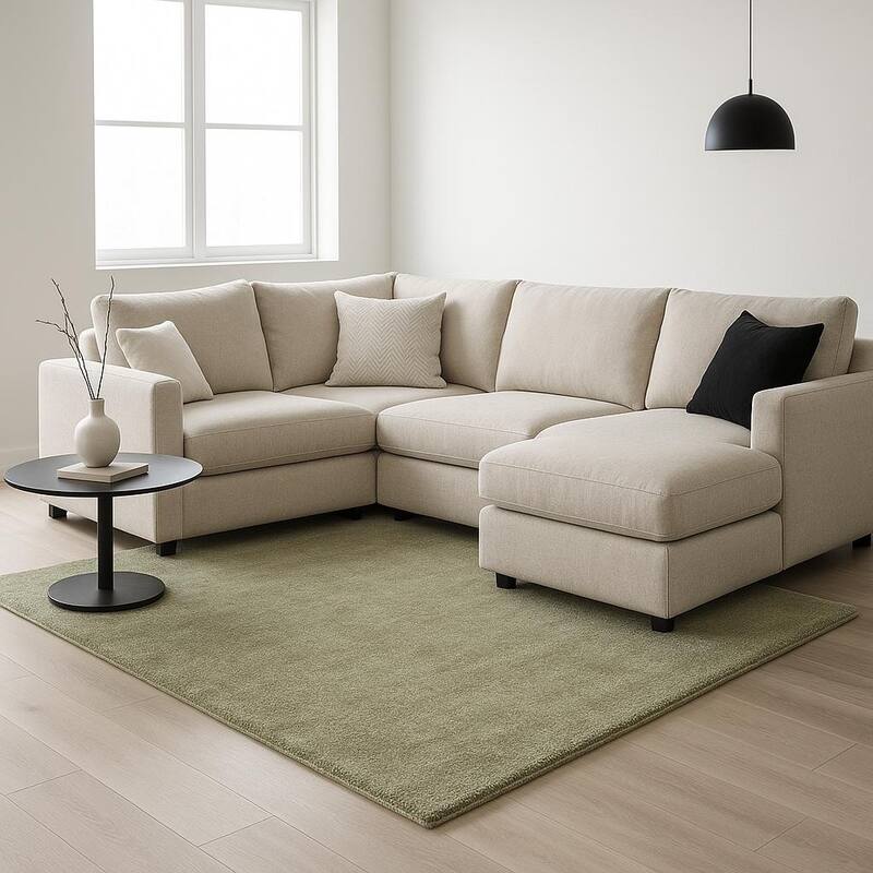 HomeRoots Solid Color Transitional Rectangle Area Rug - 118.00 in. x 94.00 in. x 1.00 in. - 118.00 in. x 94.00 in.  x 1.00 in.