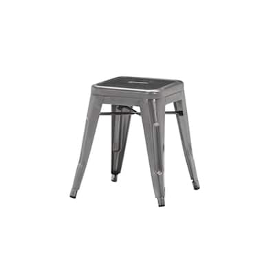 (Set of 2) Williston Modern Industrial Gunmetal Steel Low Stackable Dining Stool