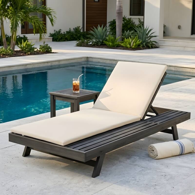 Lounge Chair Set with Open-Sided Design Black Lacquered Locust Wood Frame with Waterproof Cushions