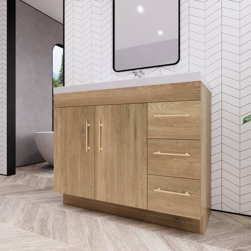 Eliza 42'' Freestanding Vanity (Right Drawers) with Single Sink