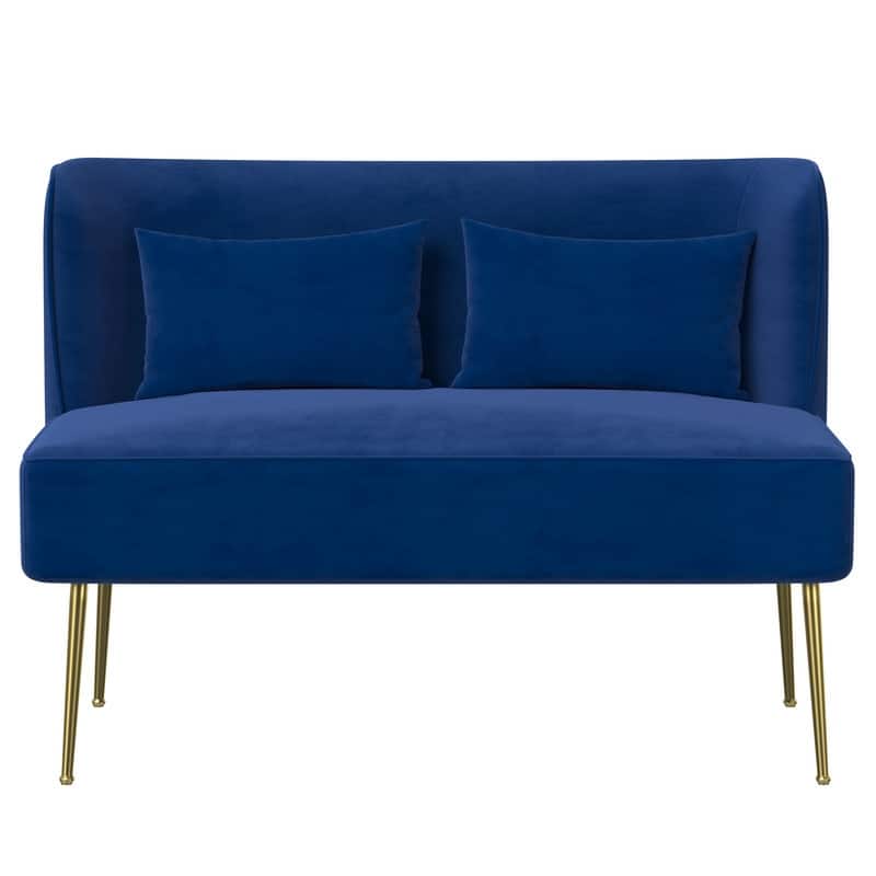 Velvet Upholstered Metal Legs Loveseat