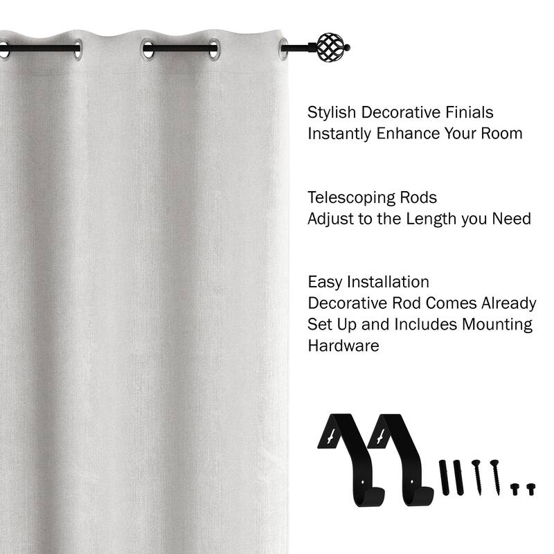 3/4 Inch Decorative Twisted Sphere Finial Curtain Rod by Lavish Home - 48-84"