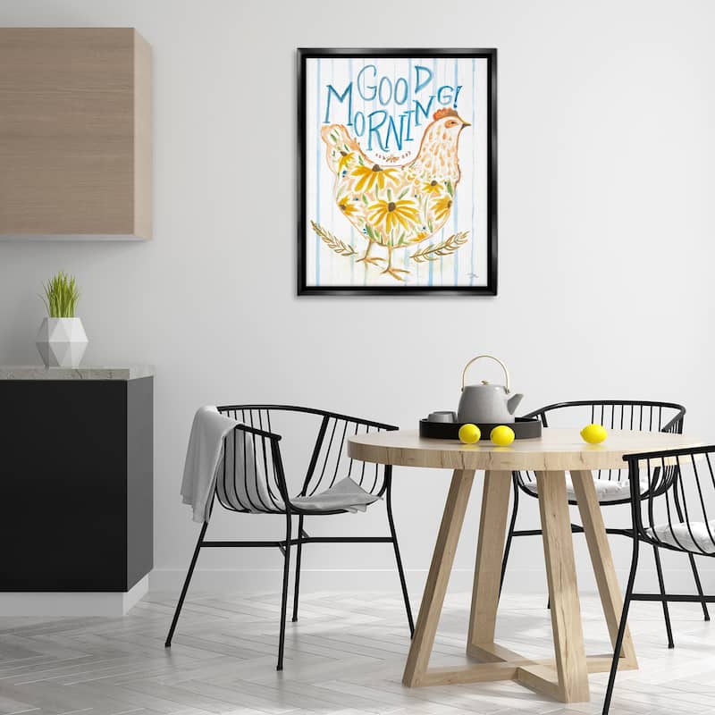 Stupell Good Morning Farmhouse Hen Framed Floater Canvas Wall Art Design By Jessica Mingo