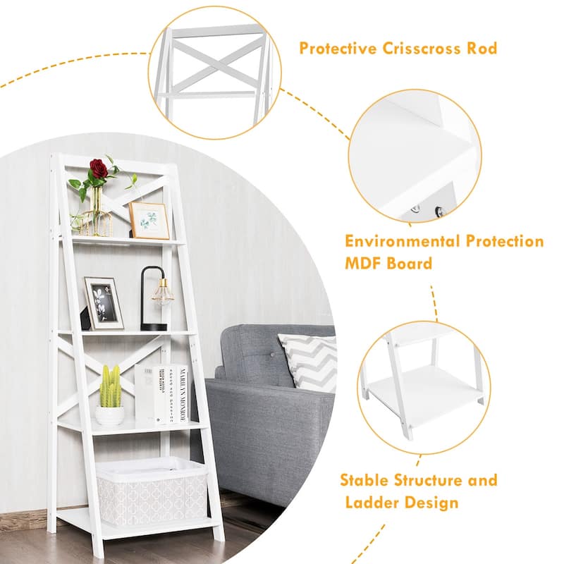 Porch & Den Strickland 4-Tier X-accent Ladder Storage Shelf