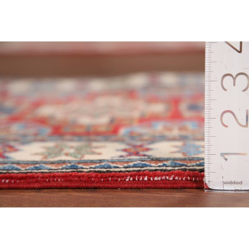 Hand Knotted Oriental 100% Wool Carpet Traditional Geometric Red Kazak Area Rug - 3' 0'' X 2' 0''