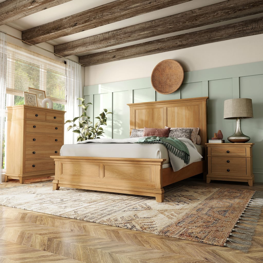 Furniture of America Wellington Farmhouse Natural Oak 3-Piece Wood Kids Bedroom Set