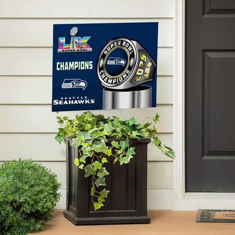 24 in. x 18 in. Seattle Seahawks Super Bowl 60 Coroplast Yard Sign with Stake