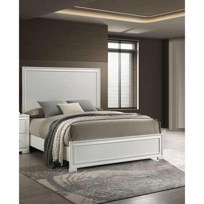 White Finish 1PC Modern Bed