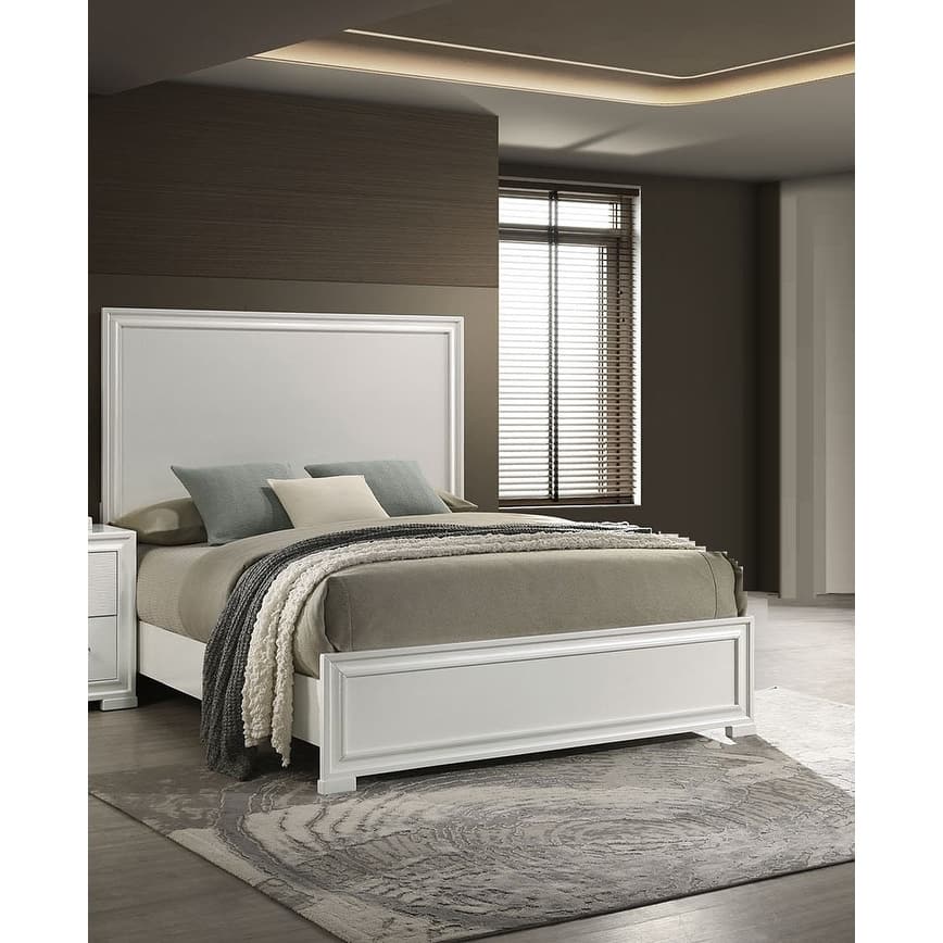 White Finish 1PC Modern Bed