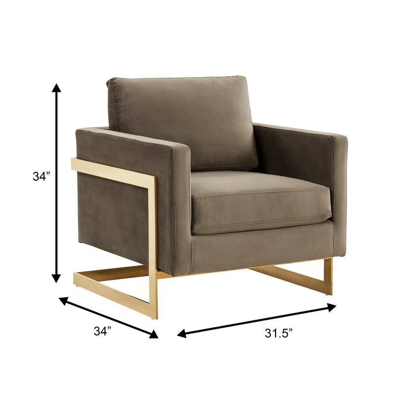 Lincoln Modern Velvet Upholstered Accent Designer Lounge Chair with Gold Frame for Living Room, Bedroom and Home Office - 34"