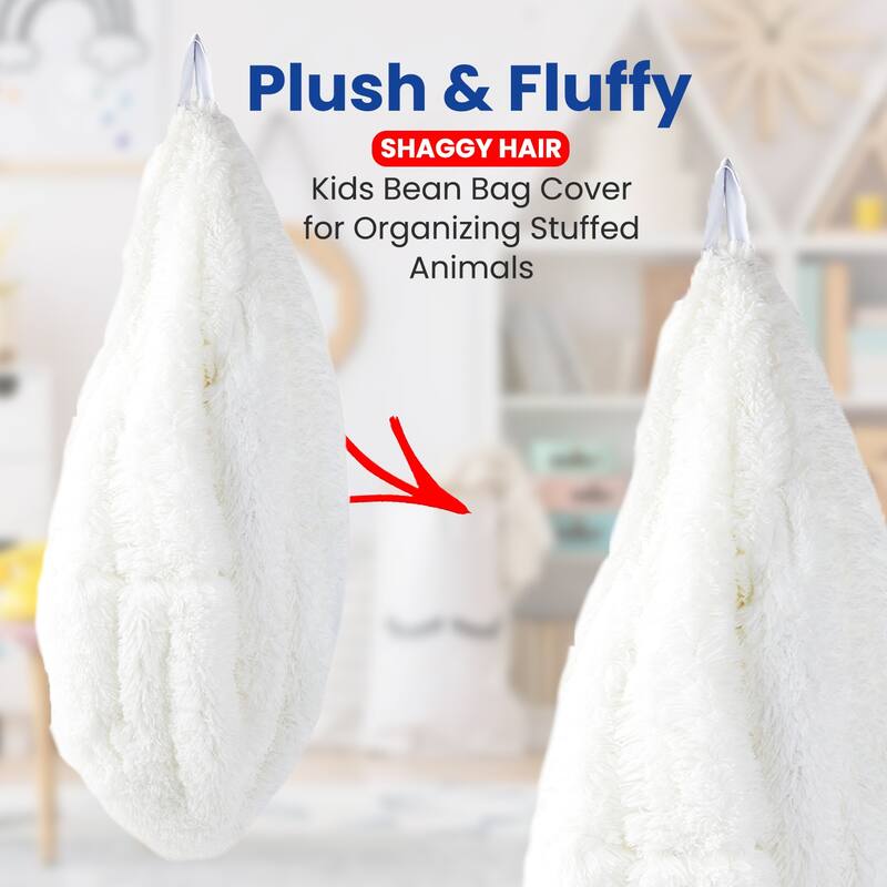Cheer Collection Shaggy Bean Bag and Stuffed Animal Storage Case