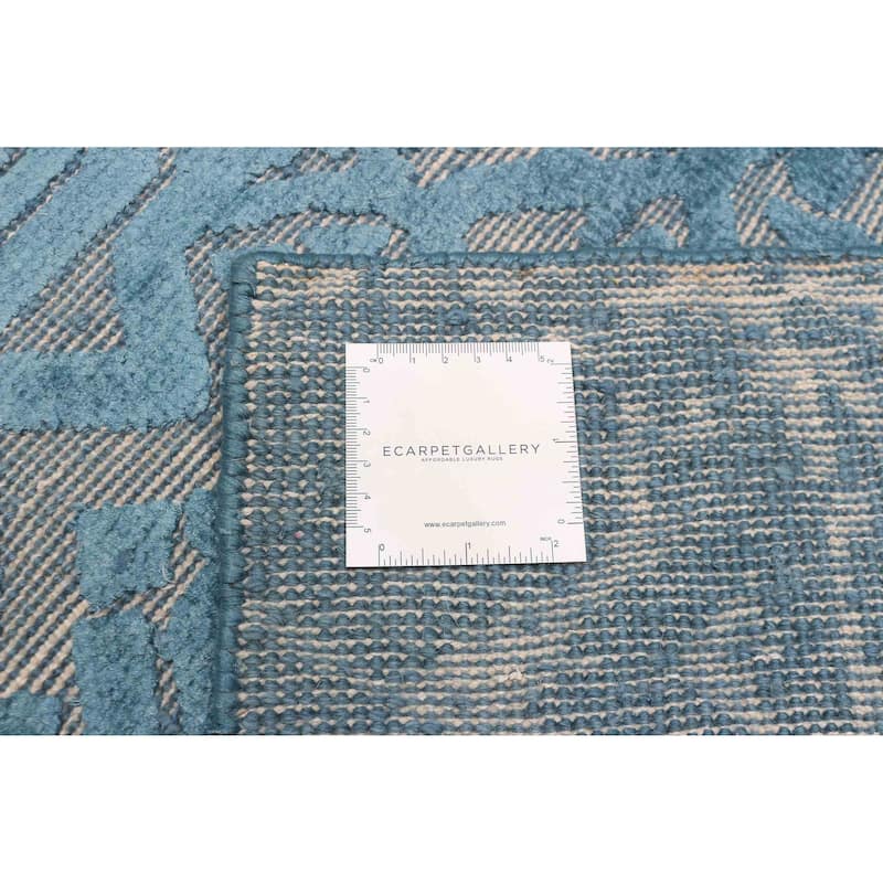 ECARPETGALLERY Hand-knotted Elysian Turquoise Viscose Rug - 5'3 x 7'9