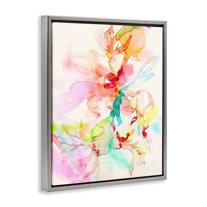 Stupell Abstract Watercolor Island Flowers Framed Floater Canvas Wall Art Design By Gemma Bardot
