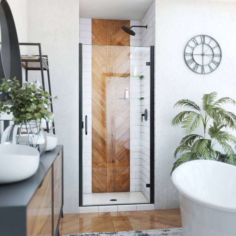 DreamLine Alliance Swing 33 in. W x 72 5/8 in. H Semi-Frameless Swing Shower Door in Matte Black and Clear Glass