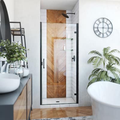 DreamLine Alliance Swing 33 in. W x 72 5/8 in. H Semi-Frameless Swing Shower Door in Matte Black and Clear Glass
