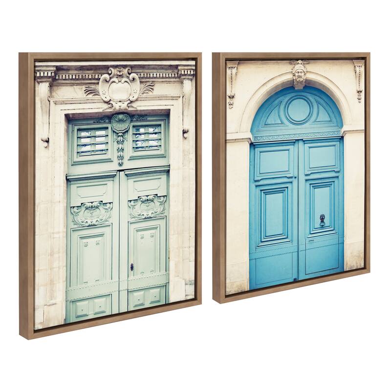 Kate and Laurel Sylvie Parisian Door Canvas Set by Caroline Mint
