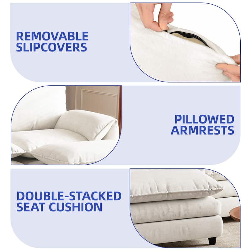 142 Inch Modular Velvet Sectional Sofa with Movable Ottoman Pillow Armrest and Deep Seats for Living Room Apartment or Office