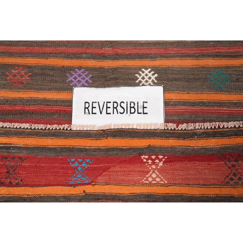 Hand Woven Oriental 100% Wool Carpet Southwestern Tribal Multi-Colored Kilim Area Rug - 9' 1'' X 5' 3''