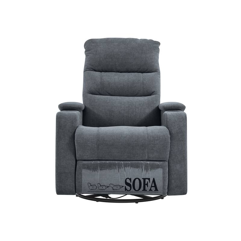 Swivel Rocking Recliner Sofa Chair With USB Charge Port & Cup Holder