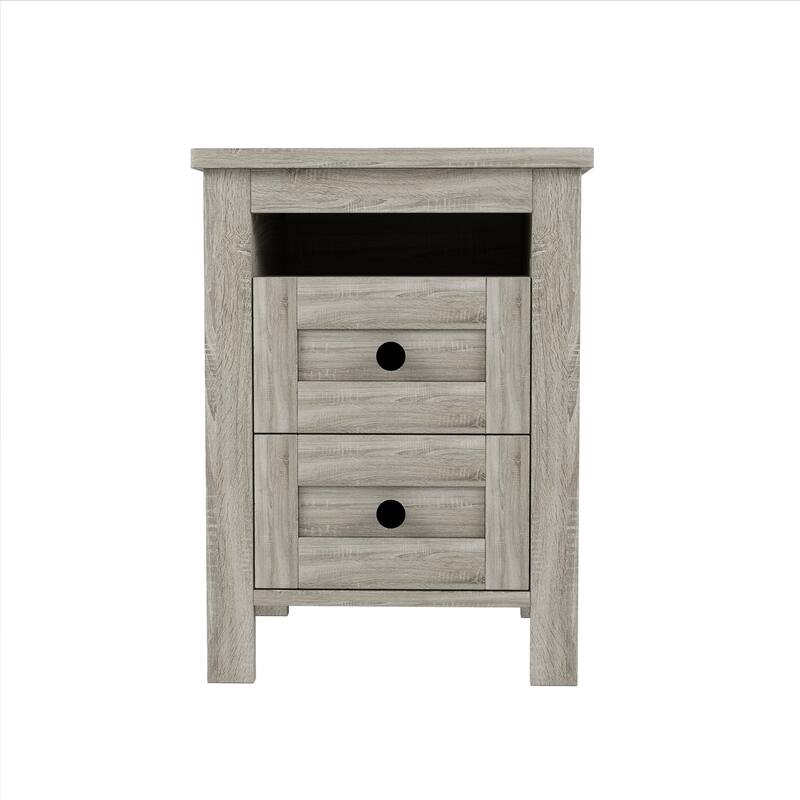 2-Drawer Farmhouse Wooden Storage Cabinet