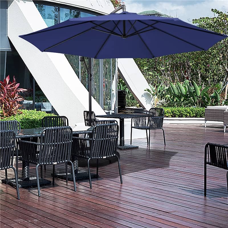 Yaheetech 10 Ft Patio Offset Umbrella Outdoor Hanging Cantilever Umbrella with Crank & Cross Base