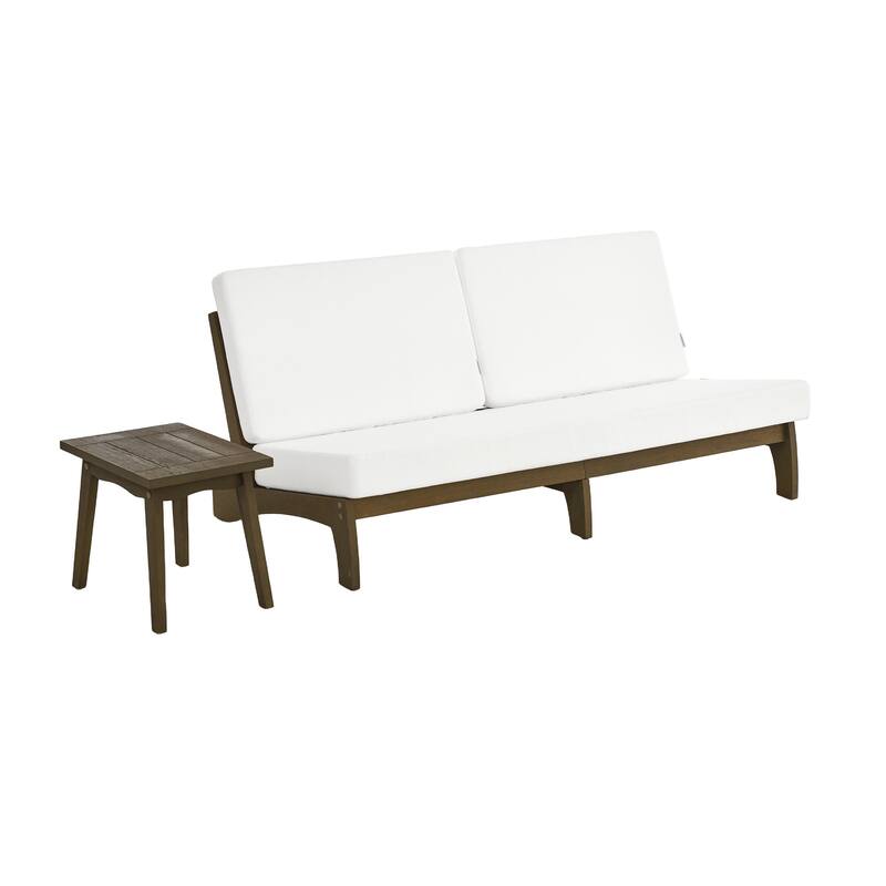 3-Seat Outdoor Sofa Set with Solid Wood Coffee Table, Weather-Resistant Cushions