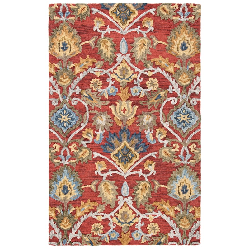 SAFAVIEH Fiorello Handmade Blossom French Country Wool Area Rug - 2'3" x 4' - Red/Multi